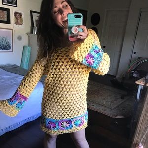 Vintage Crochet Long Sleeve Dress